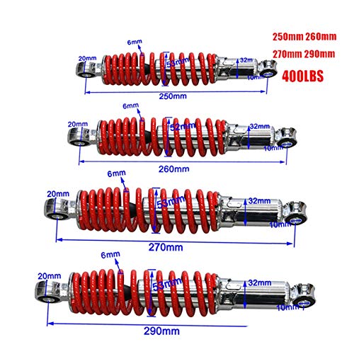 GIAOGIAO 250/260/270 / 260mm 400lbs Motocicleta Aceite Frente Amortiguador Afilador Suspensión Strut Vibration Absorbation Dirt Pit Bike ATV GO Kart Quad (Color : 250mm 9.8inch)