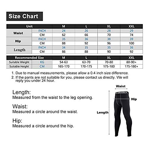 GIEADUN 2 Piezas Leggings Hombre, Pantalón de Compresión Secado Rápido Pantalones Deporte Mallas Largas para Running Fitness Yoga (Negro, XXL)