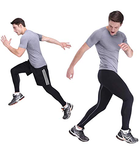 GIEADUN 2 Piezas Leggings Hombre, Pantalón de Compresión Secado Rápido Pantalones Deporte Mallas Largas para Running Fitness Yoga (Negro, XXL)