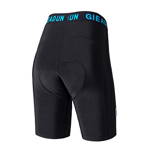 GIEADUN Hombre Pantalones Cortos de Bicicleta Shorts de Ciclismo Hombre con 20D Acolchado MTB Ciclismo Pantalones Cortos Ropa Interior de Bicicleta estáticas (Negro, XXL)