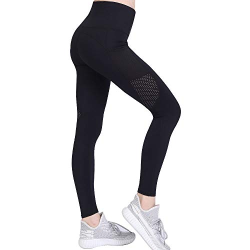 GIEADUN Mallas Pantalones Deportivos Leggings Mujer Yoga Alta Cintura Gran Elásticos Fitness (negro, S)