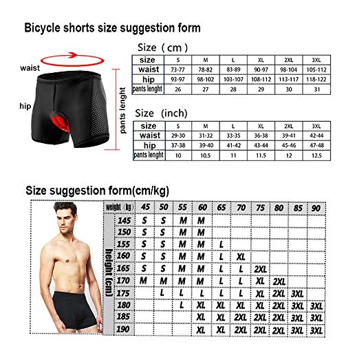 GIEADUN Pantalones Cortos de Ciclismo para Hombre/Ropa Interior Ciclismo De Hombre Calzoncillos Ciclismo Almohadilla De Gel/para Bici Ciclista Bicicleta MTB (Negro, Large)