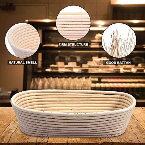 Gifort Cesta de Fermentación de Pan, Banneton Ovalada 750g, Cesta de Ratán Natural para Pan y Masa 28 x 14 x 8 cm con Tela de Lino, Raspador de Masa y Cuchillo de Panadero (1 pcs) Gifort Cesta de Fermentación de Pan, Banneton Ovalada 750g, Cesta de Ratán Natural para Pan y Masa 28 x 14 x 8 cm con Tela de Lino, Raspador de Masa y Cuchillo de Panadero (1 pcs)