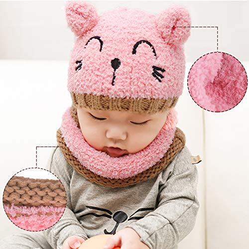 GIKPAL Niños Bebe Sombrero y Bufanda, Invierno Bebé Beanie Bufandas Set Tejido Gorro Punto Caps Sombreros Bufanda de Punto Cuello Redondo