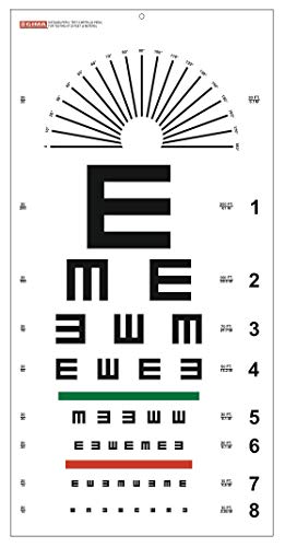 GIMA ref 31307 Mesa optométrica de Tumbling"E" 28x56cm, tabla para medir la agudeza visual con barra roja y verde, distancia de trabajo 6m