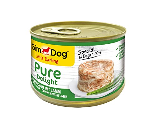 GimDog Pure Delight, pollo con cordero - Snack para perros rico en proteínas, con carne tierna en deliciosa gelatina - 18 latas (18 x 150 g) GimDog Pure Delight, pollo con cordero - Snack para perros rico en proteínas, con carne tierna en deliciosa gelatina - 18 latas (18 x 150 g)
