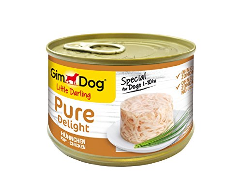 GimDog Pure Delight, pollo - Snack para perros rico en proteínas, con carne tierna en deliciosa gelatina - 18 latas (18 x 150 g)