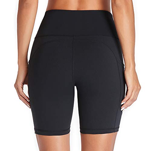 Gimdumasa Pantalones Cortos Deporte Mujer Cintura Alta Shorts Leggins Pantalones Cortos de Yoga para Correr Gym Fitness Mallas Deportivos con Bolsillos Laterales GI371