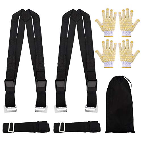 Gindoly Levantamiento y Correas Móviles Mudanza Correas Levantar Ajustable Transporte Muebles Capacidad de Rodamiento 360kg Objetos Pesados Elevamiento y Movimiento para 2 Personas Brazo y Hombro Gindoly Levantamiento y Correas Móviles Mudanza Correas Levantar Ajustable Transporte Muebles Capacidad de Rodamiento 360kg Objetos Pesados Elevamiento y Movimiento para 2 Personas Brazo y Hombro