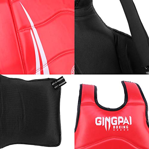 GINGPAI Protector de pecho para hombres y mujeres, de piel sintética, protector de cuerpo de boxeo, kickboxing artes marciales Muay Thai MMA armadura, protector de pecho y columna vertebral