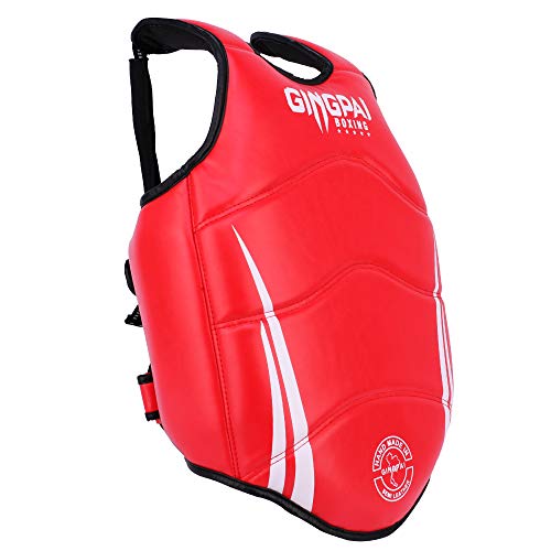 GINGPAI Protector de pecho para hombres y mujeres, de piel sintética, protector de cuerpo de boxeo, kickboxing artes marciales Muay Thai MMA armadura, protector de pecho y columna vertebral