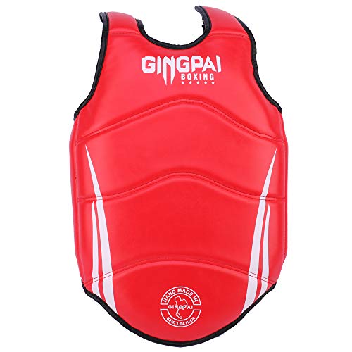 GINGPAI Protector de pecho para hombres y mujeres, de piel sintética, protector de cuerpo de boxeo, kickboxing artes marciales Muay Thai MMA armadura, protector de pecho y columna vertebral