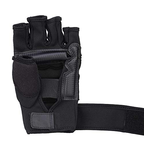 Gingpai Taekwondo - Guantes de karate para sparring artes marciales, guantes de entrenamiento de medio dedo para hombres, mujeres y niños (XS-Negro)