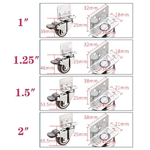 GINVF Ruedas de Ruedas de 1/2 Pulgada Universal Ruedas de 25-50 mm con Tornillos Ruedas de Servicio Pesado Rueda giratoria Ruedas de Goma para Muebles Mesa Mesa Carro Ruedas de Cuna (Size : 1inches)