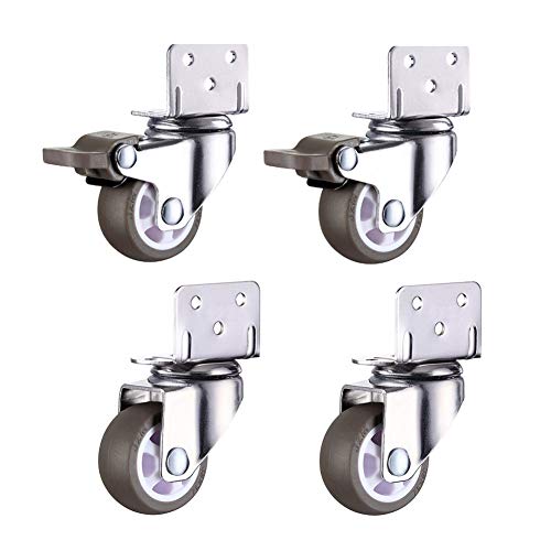 GINVF Ruedas de TPE Ruedas de Placa giratoria de 1/2 Pulgadas con Freno, reemplazo de Ruedas de Silencio en Forma de L para Cama de bebé, Carro de carros, gabinete de Cocina, Muebles, Mesa 4 Piezas GINVF Ruedas de TPE Ruedas de Placa giratoria de 1/2 Pulgadas con Freno, reemplazo de Ruedas de Silencio en Forma de L para Cama de bebé, Carro de carros, gabinete de Cocina, Muebles, Mesa 4 Piezas