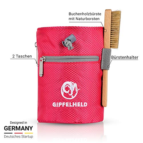 Gipfelheld Juego de bolsa de magnesio para escalada y escalada con mosquetón, cinturón de cadera y 2 bolsillos, bolsa de tiza, también para crossfit y levantamiento de pesas. Gipfelheld Juego de bolsa de magnesio para escalada y escalada con mosquetón, cinturón de cadera y 2 bolsillos, bolsa de tiza, también para crossfit y levantamiento de pesas.