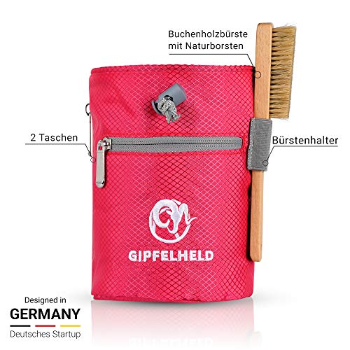 Gipfelheld Juego de bolsa de magnesio para escalada y escalada con mosquetón, cinturón de cadera y 2 bolsillos, bolsa de tiza, también para crossfit y levantamiento de pesas.