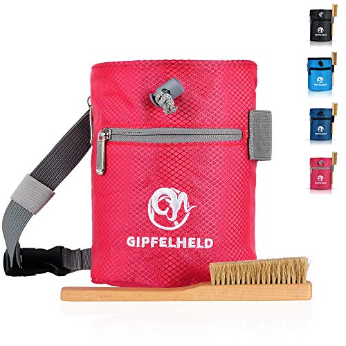 Gipfelheld Juego de bolsa de magnesio para escalada y escalada con mosquetón, cinturón de cadera y 2 bolsillos, bolsa de tiza, también para crossfit y levantamiento de pesas.