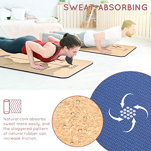 gisala Esterilla Yoga Colchoneta Yoga de Corcho Esterilla Deporte Antideslizante Ecológica y 100% Natural de 183x65cm con Líneas Corporales Yoga Mat para Pilates, Fitness gisala Esterilla Yoga Colchoneta Yoga de Corcho Esterilla Deporte Antideslizante Ecológica y 100% Natural de 183x65cm con Líneas Corporales Yoga Mat para Pilates, Fitness