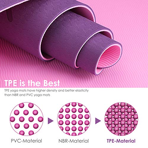 GISALA Esterilla Yoga, Esterilla Deporte Antideslizante Ecológica y 100% Natural de 183x65cm, 6mm de Grosor, No tóxico, para Pilates,Fitness (Violet) GISALA Esterilla Yoga, Esterilla Deporte Antideslizante Ecológica y 100% Natural de 183x65cm, 6mm de Grosor, No tóxico, para Pilates,Fitness (Violet)