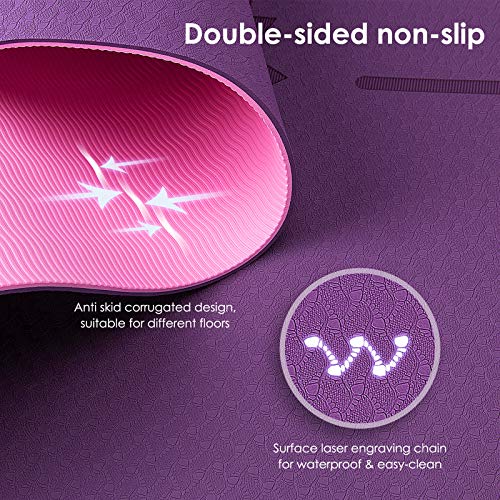 GISALA Esterilla Yoga, Esterilla Deporte Antideslizante Ecológica y 100% Natural de 183x65cm, 6mm de Grosor, No tóxico, para Pilates,Fitness (Violet) GISALA Esterilla Yoga, Esterilla Deporte Antideslizante Ecológica y 100% Natural de 183x65cm, 6mm de Grosor, No tóxico, para Pilates,Fitness (Violet)