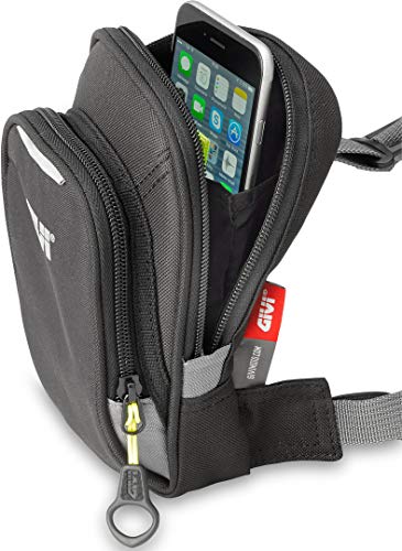 GIVI EA109B Easy Bag Bolsillo de Pierna Negro con Dos Ranuras, Volumen 1 Litro, Carga Máxima 1 Kg