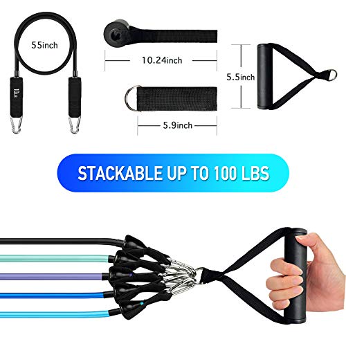 Gkodeamig Bandas Elásticas, 11 PCS Bandas de Resistencia - 5 Tubos de látex con 2 asas de espuma, correas de tobillo, 1 ancla de puerta, bolsa de transporte impermeable Gkodeamig Bandas Elásticas, 11 PCS Bandas de Resistencia - 5 Tubos de látex con 2 asas de espuma, correas de tobillo, 1 ancla de puerta, bolsa de transporte impermeable