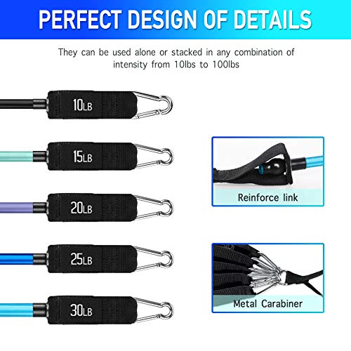 Gkodeamig Bandas Elásticas, 11 PCS Bandas de Resistencia - 5 Tubos de látex con 2 asas de espuma, correas de tobillo, 1 ancla de puerta, bolsa de transporte impermeable Gkodeamig Bandas Elásticas, 11 PCS Bandas de Resistencia - 5 Tubos de látex con 2 asas de espuma, correas de tobillo, 1 ancla de puerta, bolsa de transporte impermeable