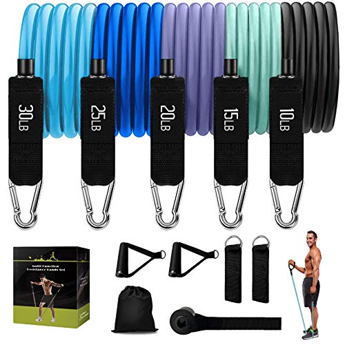 Gkodeamig Bandas Elásticas, 11 PCS Bandas de Resistencia - 5 Tubos de látex con 2 asas de espuma, correas de tobillo, 1 ancla de puerta, bolsa de transporte impermeable Gkodeamig Bandas Elásticas, 11 PCS Bandas de Resistencia - 5 Tubos de látex con 2 asas de espuma, correas de tobillo, 1 ancla de puerta, bolsa de transporte impermeable