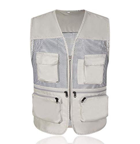 GL SUIT Fotografía de la Chaqueta de los Hombres de Gilet al Aire Libre Ligera de Malla Multi-Bolsillos del Chaleco de Pesca Camping Safari Viajar Chaleco,Lightgray,XXL GL SUIT Fotografía de la Chaqueta de los Hombres de Gilet al Aire Libre Ligera de Malla Multi-Bolsillos del Chaleco de Pesca Camping Safari Viajar Chaleco,Lightgray,XXL