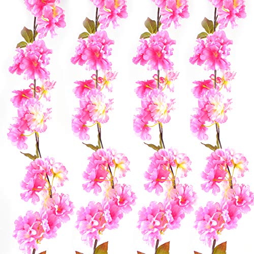 GL-Turelifes 1 paquete de 7.22 pies/pieza de vid de cerezo artificial para colgar arreglos de flores de imitación guirnalda de flores de seda para decoración del hogar, fiesta, boda (rosa rosa)