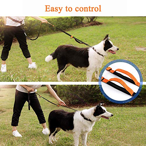 GLEADING Correa Retráctil para Usar Manos Libres para Perros con Doble Cuerda Elástica para Perros, Cinturón Ajustable, Correa de Costura Reflectante para Correr Caminar Pasear Trotar Andar Bicicleta