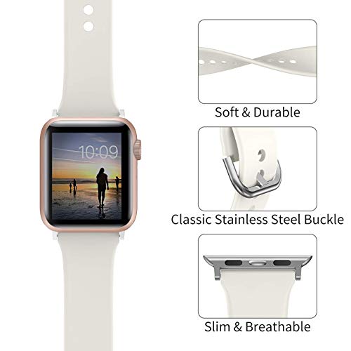 Glebo Pulsera compatible con Apple Watch Bands 38 mm 40 mm para mujer y hombre, silicona suave y fina, pulsera deportiva inteligente de repuesto para iWatch Series 6 5 4 3 2 1 SE, beige/pequeño Glebo Pulsera compatible con Apple Watch Bands 38 mm 40 mm para mujer y hombre, silicona suave y fina, pulsera deportiva inteligente de repuesto para iWatch Series 6 5 4 3 2 1 SE, beige/pequeño