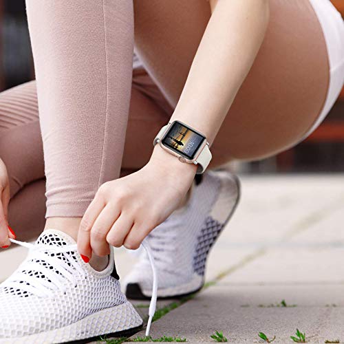 Glebo Pulsera compatible con Apple Watch Bands 38 mm 40 mm para mujer y hombre, silicona suave y fina, pulsera deportiva inteligente de repuesto para iWatch Series 6 5 4 3 2 1 SE, beige/pequeño