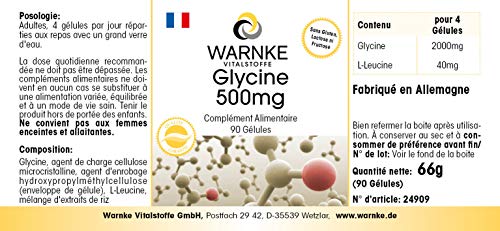 Glicina 500mg – Vegana – 90 cápsulas