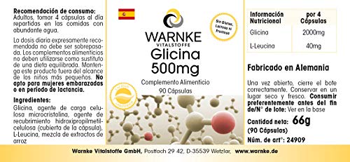 Glicina 500mg – Vegana – 90 cápsulas