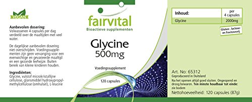 Glicina 500mg - VEGANA - Dosis elevada - Aminoácido - 120 Cápsulas - Calidad Alemana Glicina 500mg - VEGANA - Dosis elevada - Aminoácido - 120 Cápsulas - Calidad Alemana