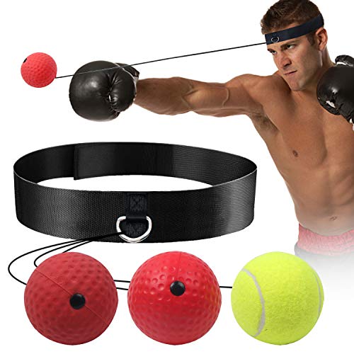 GLKEBY Bola de Reflejo de Boxeo, Bola de Entrenamiento de Boxeo, Entrenamiento de Velocidad MMA para Adultos/niños, el Mejor Equipo de Boxeo para Entrenamiento, coordinación Mano-Ojo y Estado físico GLKEBY Bola de Reflejo de Boxeo, Bola de Entrenamiento de Boxeo, Entrenamiento de Velocidad MMA para Adultos/niños, el Mejor Equipo de Boxeo para Entrenamiento, coordinación Mano-Ojo y Estado físico