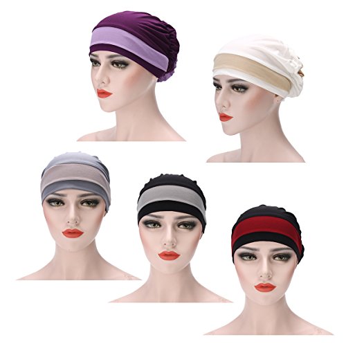 Global Brands Online - Sombrero de Turbante elástico para Mujer, para Invierno, cálido, para pérdida de Cabello, Bufanda