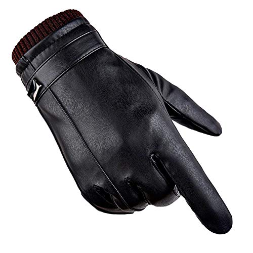 Invierno Guantes Hombre Falso Cuero Calentar Prueba del Viento Prueba de  Frío Térmico Mitones Antideslizante Pantalla Táctil para Aire Libre del