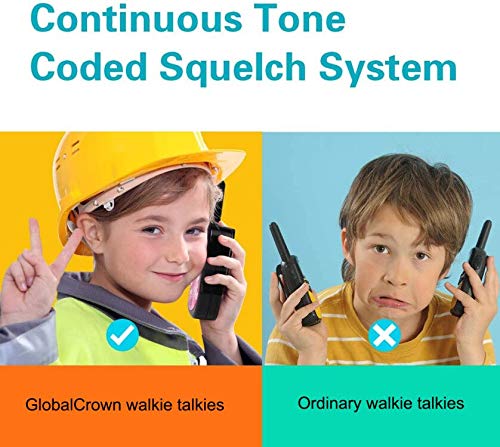 GlobalCrown Walkie Talkie para niños a 3 KM de Largo Alcance,8 Canales Walkie Talkies de Radio portátiles para niños con Linterna LED para Juegos de Aventura en el Exterior (Incluye 2 PCS)