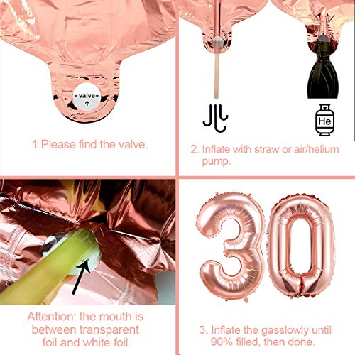 Globos Cumpleaños 30 año, 30 Oro RosaDecoraciones, Pancarta de Feliz Cumpleaños, Decoración de Cumpleaños para 30 Niña, Globos de Confeti y Aluminio Oro Rosa, Fiesta Regalos para Niña y Mujeres y Bebe