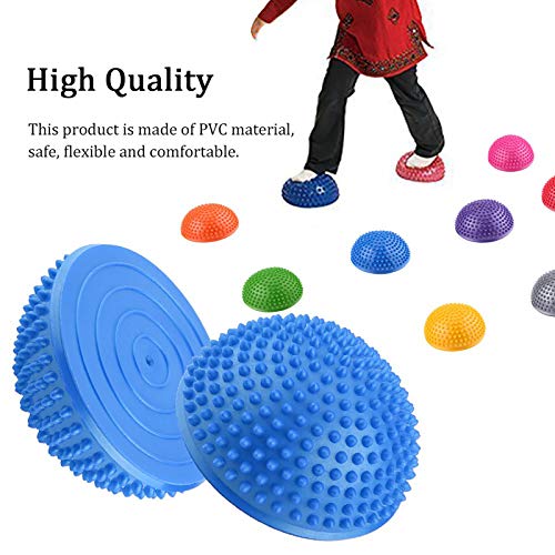 GLOGLOW Bolas inflables Media Bola PVC, Medio Redondo Antideslizante Masaje pies Fitball Ejercicios Bola del Equilibrio Aptitud Instructor niños y los Adultos(Azul)