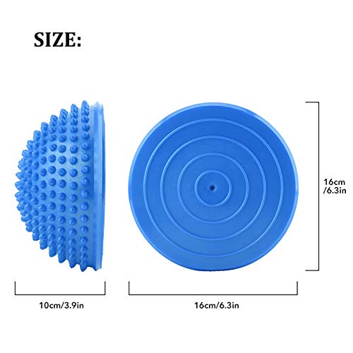 GLOGLOW Bolas inflables Media Bola PVC, Medio Redondo Antideslizante Masaje pies Fitball Ejercicios Bola del Equilibrio Aptitud Instructor niños y los Adultos(Azul)