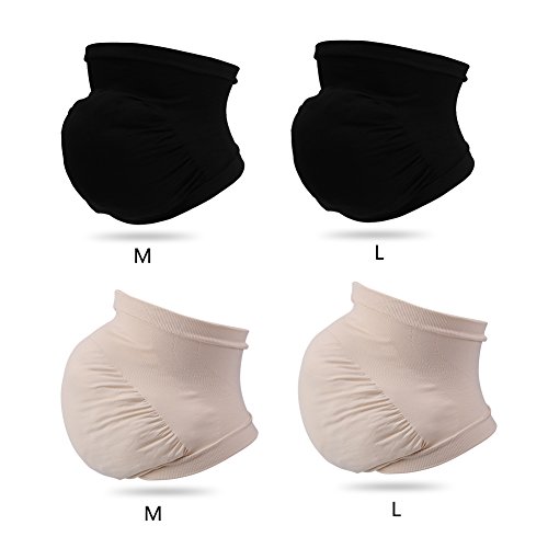 GLOGLOW - Cinturón de apoyo para el vientre para mujeres embarazadas, banda elástica sin costuras, cuidado prenatal, ropa embarazada (L-negro)