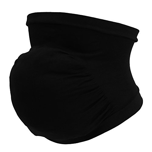 GLOGLOW - Cinturón de apoyo para el vientre para mujeres embarazadas, banda elástica sin costuras, cuidado prenatal, ropa embarazada (L-negro)