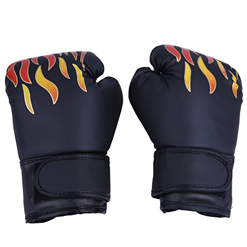 GLOGLOW Guantes de Boxeo para niños de 3 Colores, de Poliuretano, con Dibujos Animados y MMA, Guantes de Entrenamiento de Muay Thai Sparring, Negro