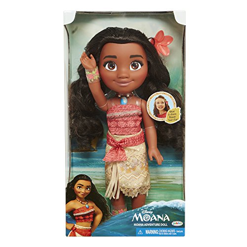 Glop Games- Princesa Disney, muñeca Vaiana con Todo Lujo de Detalle. Fíjate en su Pelo, Vestido, Flor de Polinesia Toddler 35cm, 38 cm (04703)