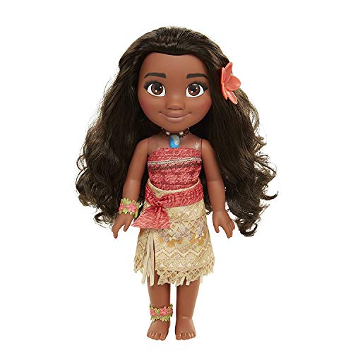 Glop Games- Princesa Disney, muñeca Vaiana con Todo Lujo de Detalle. Fíjate en su Pelo, Vestido, Flor de Polinesia Toddler 35cm, 38 cm (04703)