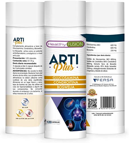 Glucosamina + Condroitina + Boswellia | Potente antiinflamatorio y analgésico | Elimina dolores musculares y articulares eficazmente | Protege y regenera articulaciones y cartílagos | 120 cápsulas Glucosamina + Condroitina + Boswellia | Potente antiinflamatorio y analgésico | Elimina dolores musculares y articulares eficazmente | Protege y regenera articulaciones y cartílagos | 120 cápsulas